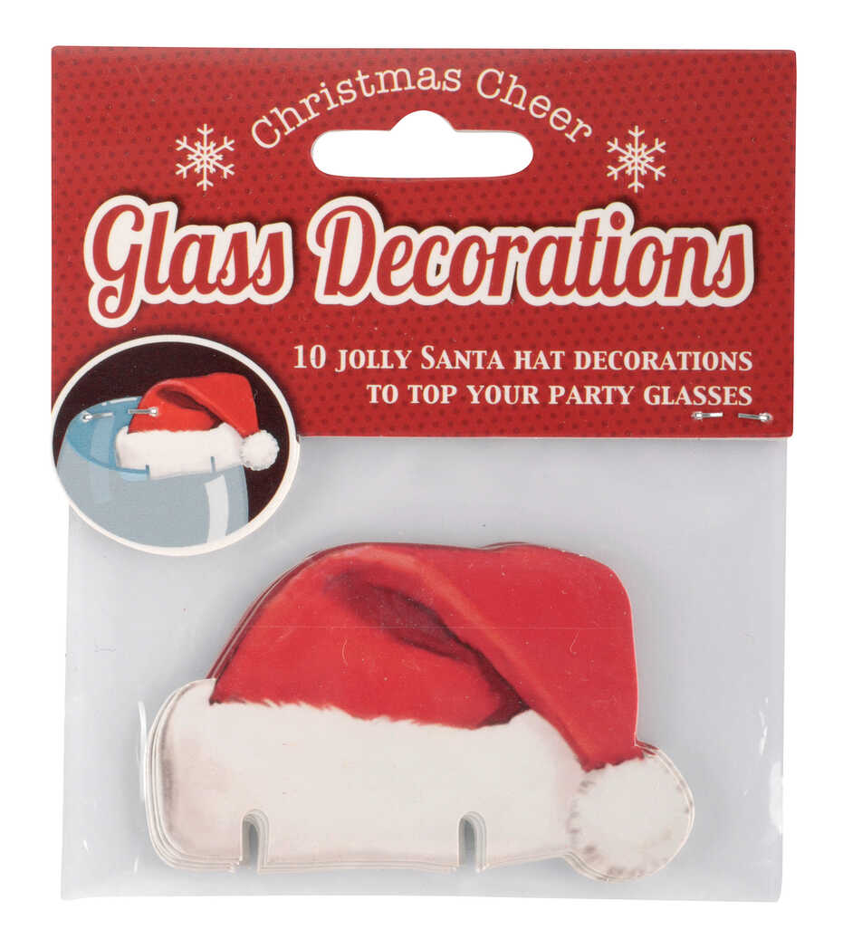 Santa Hat Christmas Glass Decorations - Image 2