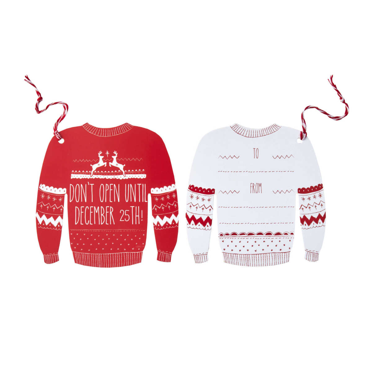 Red and White Festive Giant Jumper Gift Tags - Cosy Christmas - Image 2