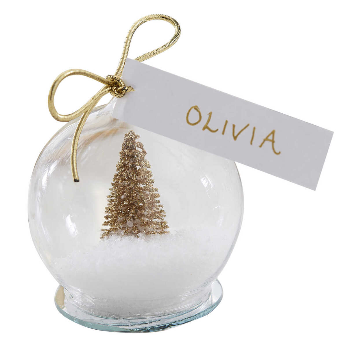 Gold Snow Globe Christmas Place Cards - Image 2