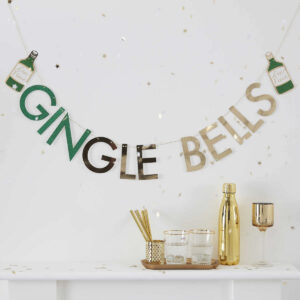 Glitter Gingle Bells Christmas Gin Party Bunting – Gold Glitter