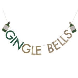 Glitter Gingle Bells Christmas Gin Party Bunting – Gold Glitter