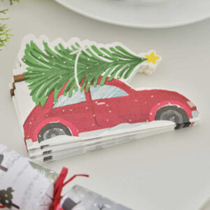Festive Car Paper Christmas Napkins