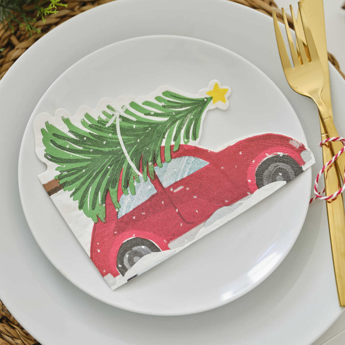 Festive Car Paper Christmas Napkins - Image 3