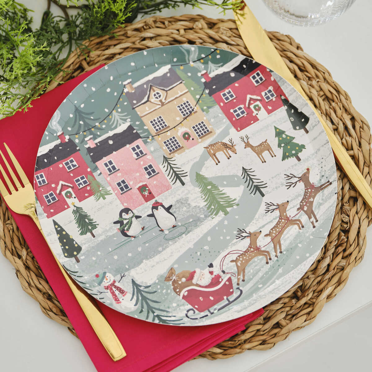 Festive Scene Christmas Paper Plates - Image 3