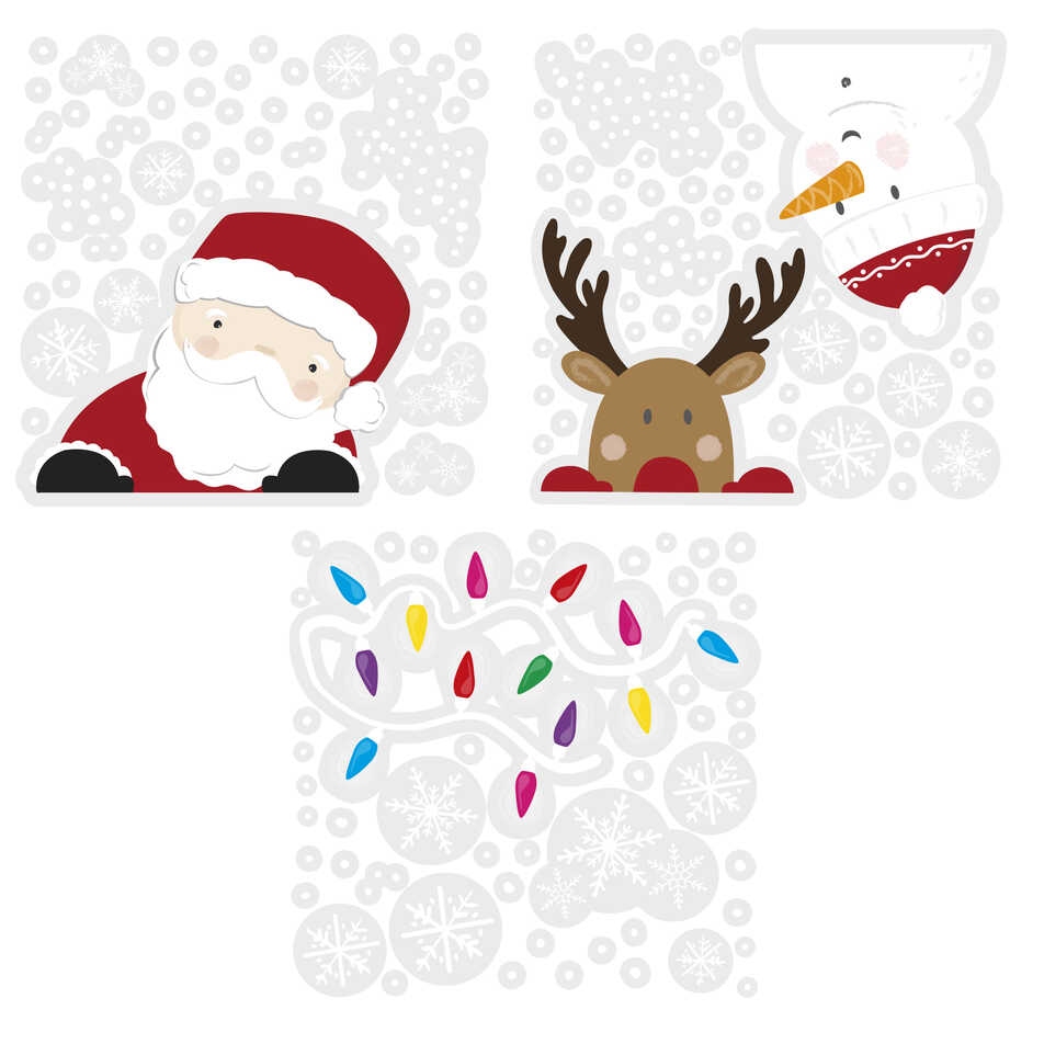 Santa and Reindeer Christmas Window Stickers - Image 2