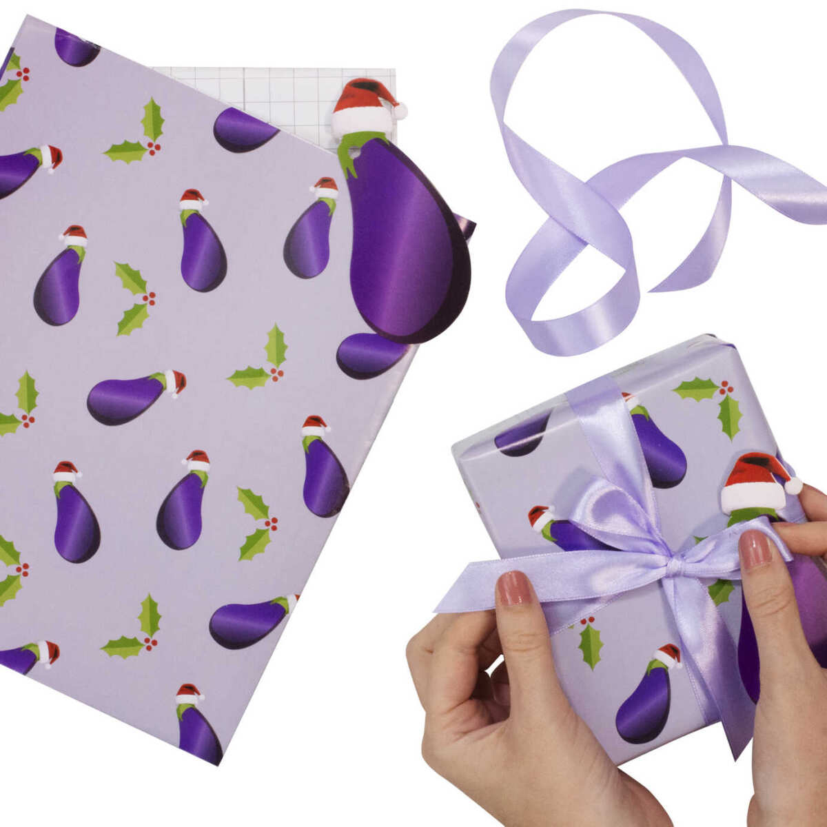 Aubergine Christmas Wrapping Kit - Naughty Christmas - Image 2