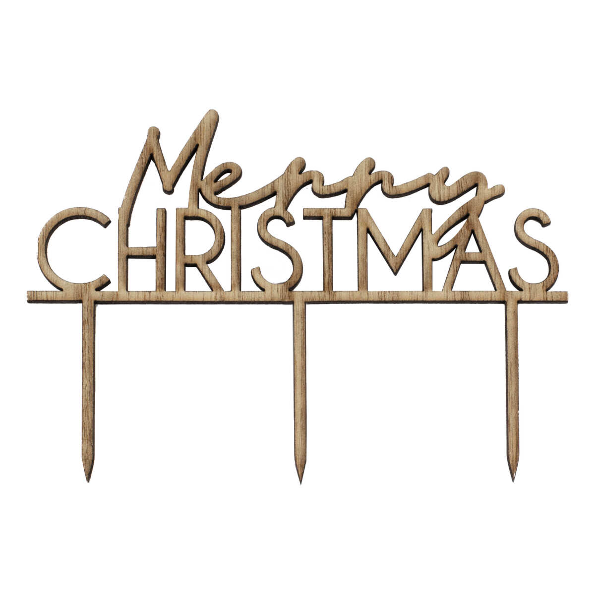 Wooden Merry Christmas Cake Topper - Image 2