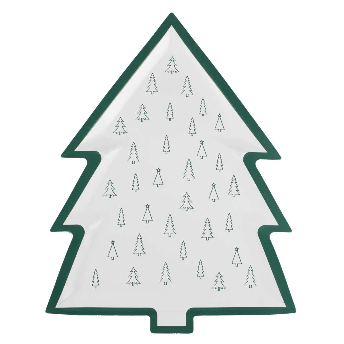 Green and White Tree Print Christmas Paper Plates - Image 2