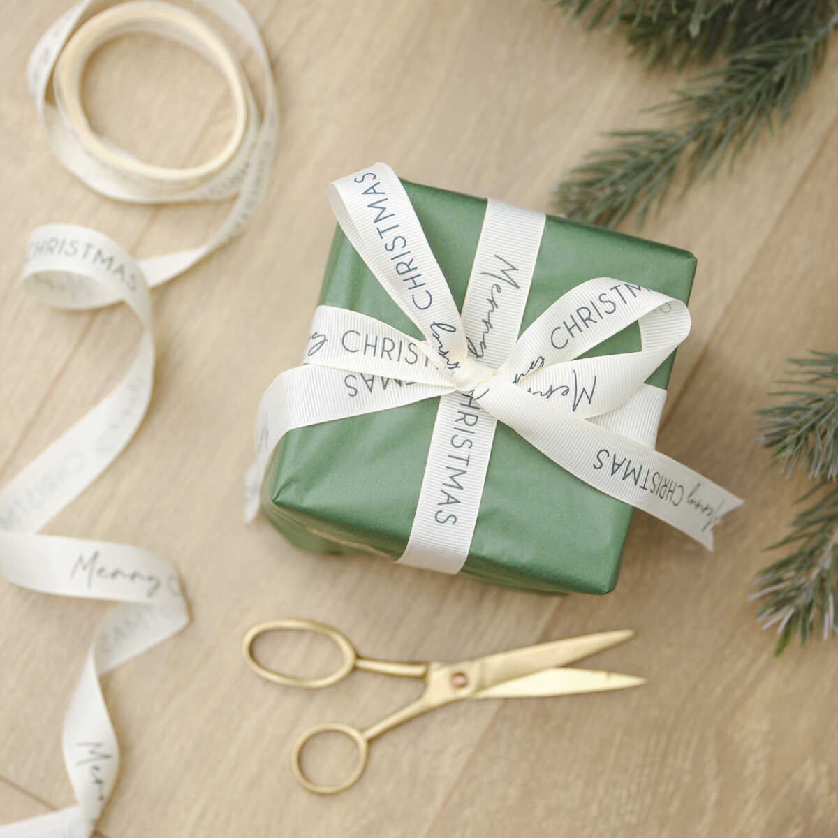Cream Merry Christmas Ribbon - Image 3