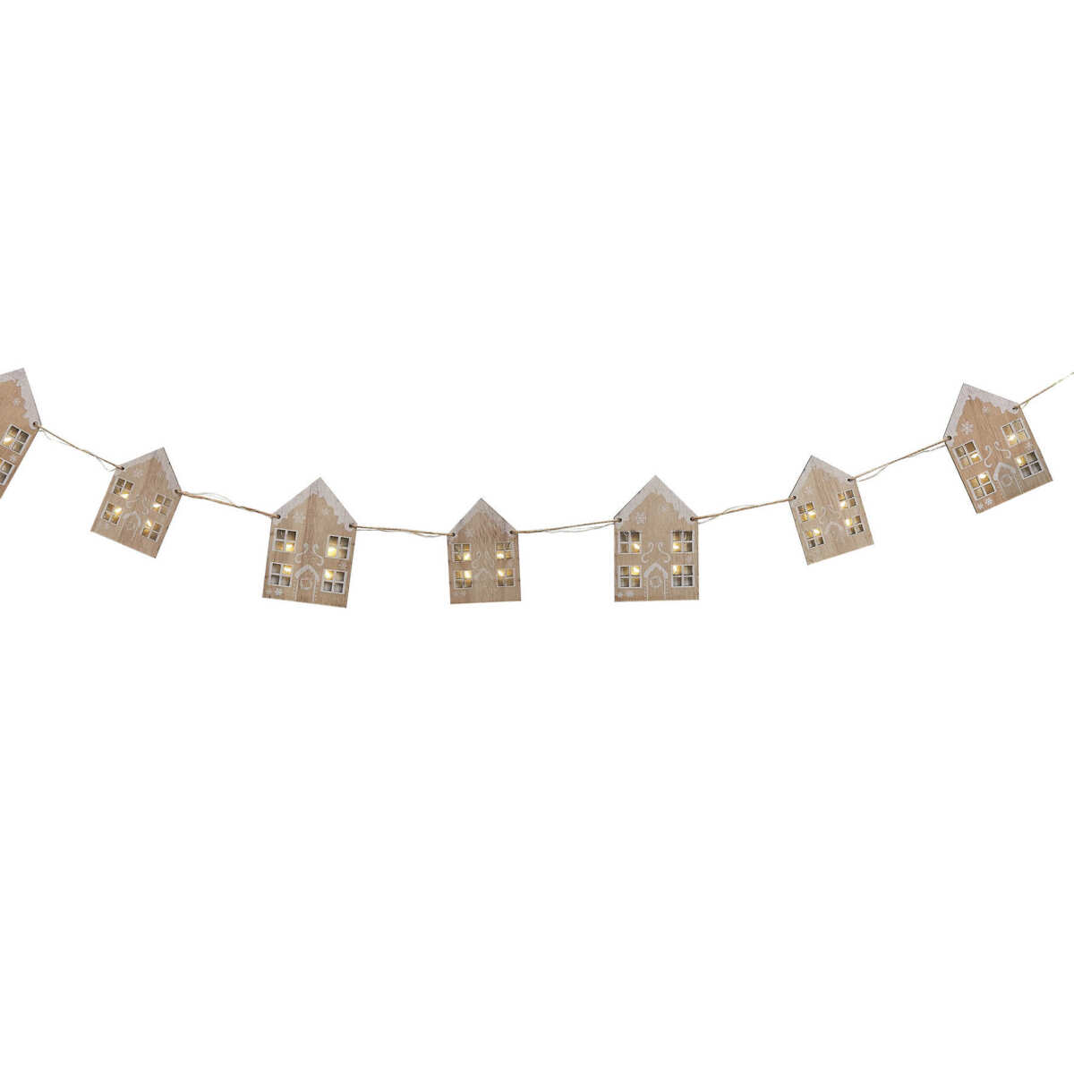 Wooden Gingerbread House Christmas Bunting with Light Up Windows - Image 2