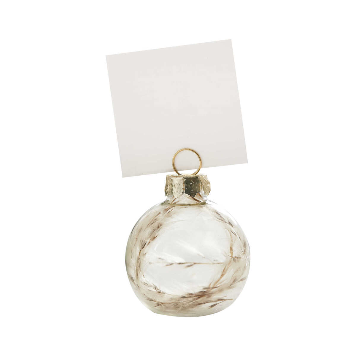 Glass Bauble Christmas Place Card Holders With Pampas Grass - Image 2