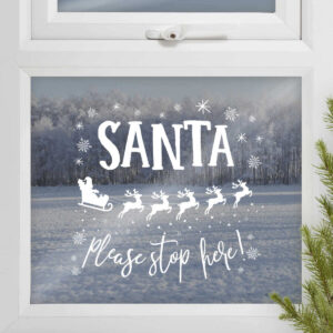 Santa Stop Here Window Sticker – Novelty Christmas