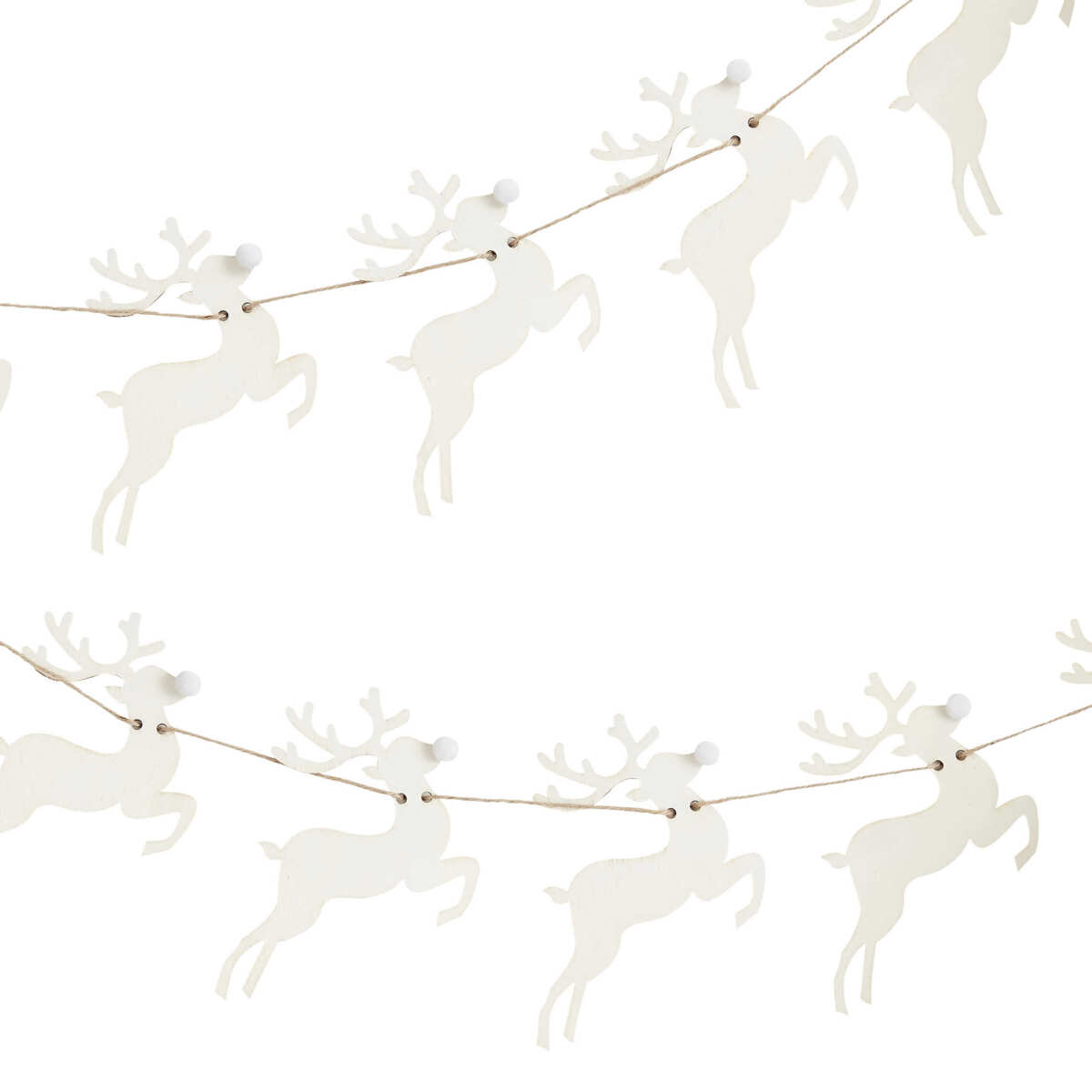 Stag Shaped Wooden Christmas Bunting With Pom Poms - Image 3