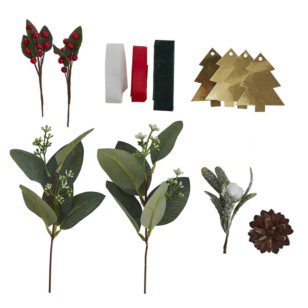 Christmas Wrapping Accessories Kit with Foliage, Ribbons and Tags - Image 2