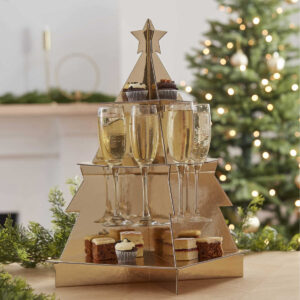 Gold 3D Christmas Tree Treat and Drinks Stand