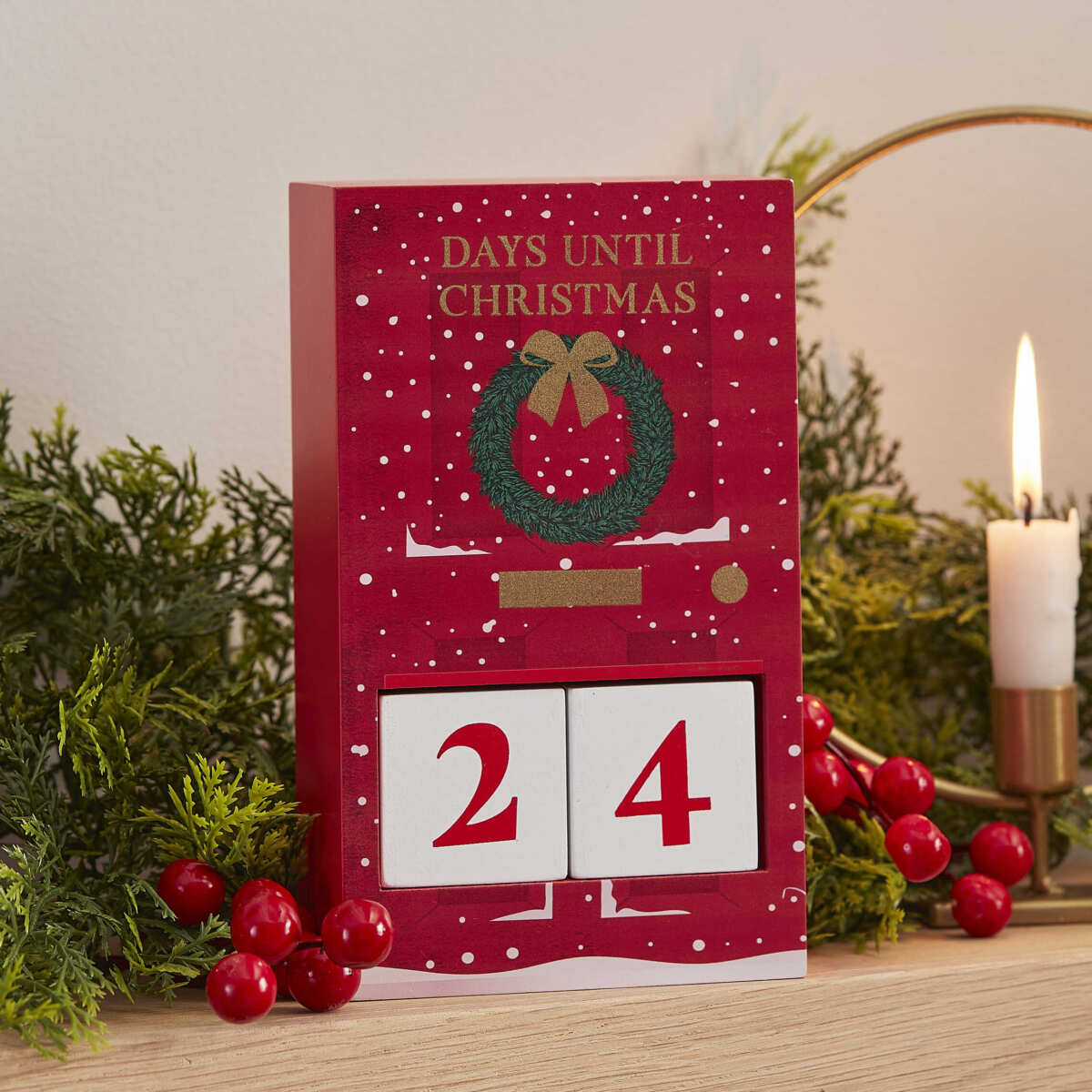 Red Wood Christmas Door Countdown Calendar - Image 3