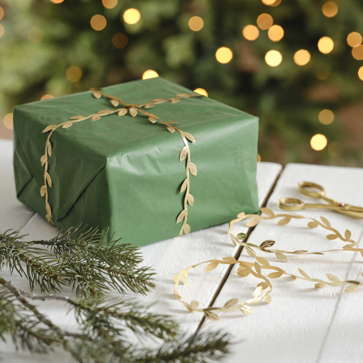 Gold Leaf Christmas Ribbon - Image 3