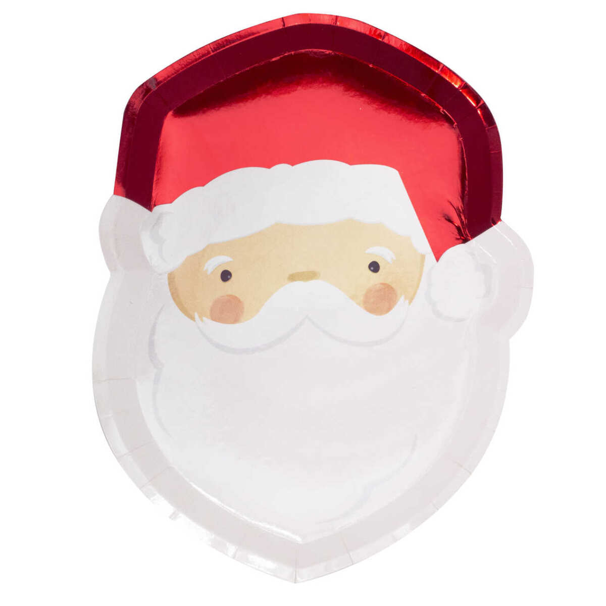 Red Foiled Santa Christmas Paper Plates - Image 3