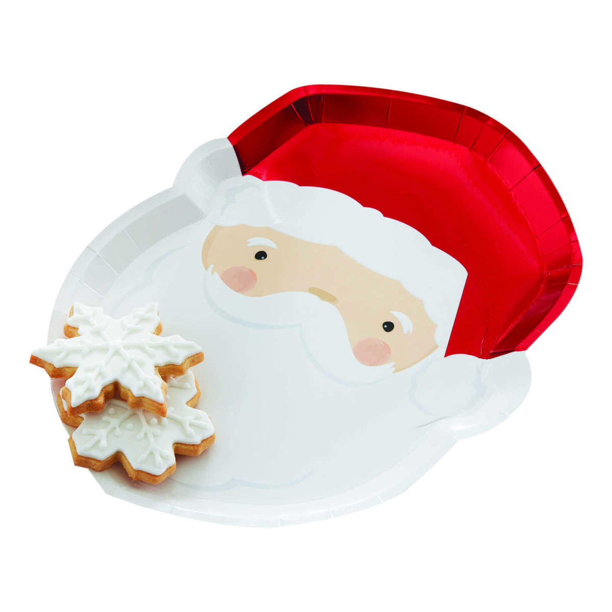 Red Foiled Santa Christmas Paper Plates - Image 2