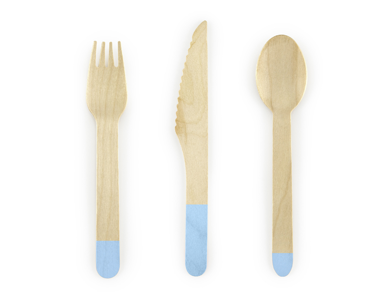 Pale Blue Wooden Cutlery Set - Image 5