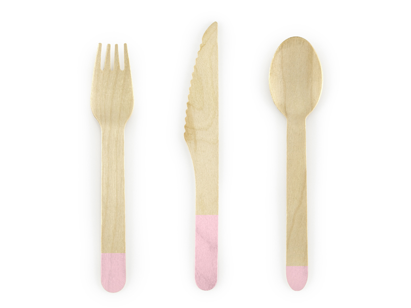 Pale Pink Wooden Cutlery Set - Image 4