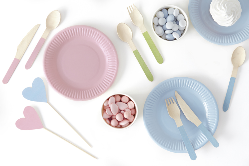 Mint, Pale Blue & Pink Mix Wooden Cutlery Set