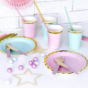 Mint, Pale Blue & Pink Mix Wooden Cutlery Set