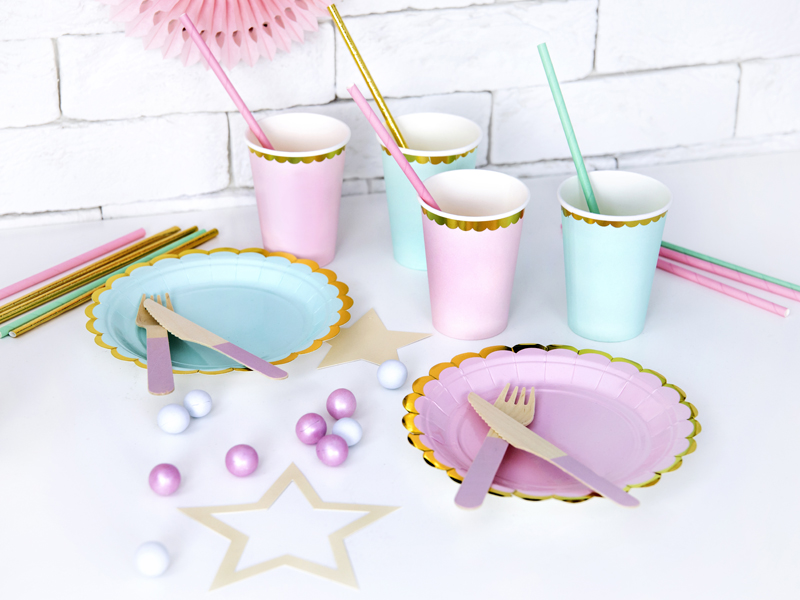 Mint, Pale Blue & Pink Mix Wooden Cutlery Set - Image 2