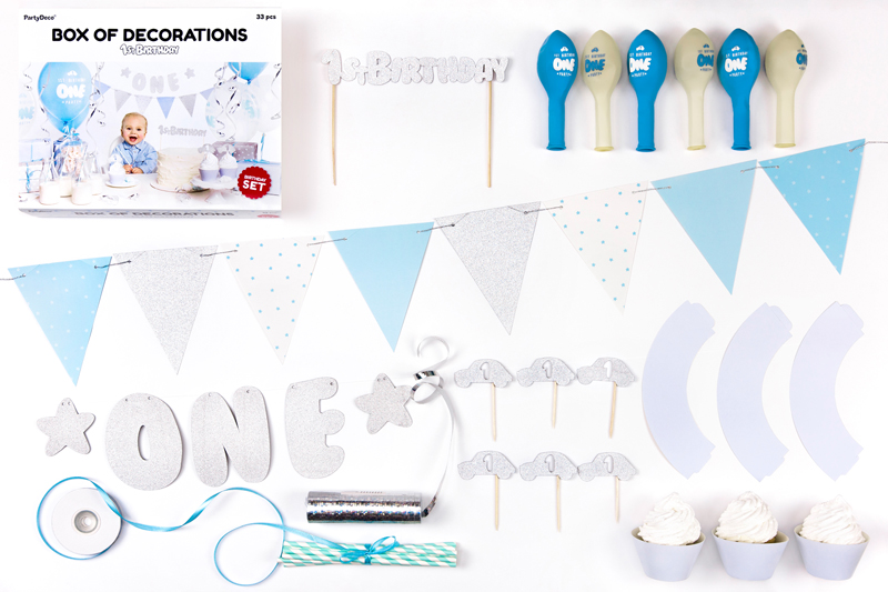 1st Birthday Silver Party Decorations Set - Image 2