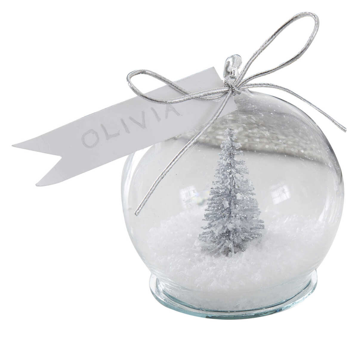 Silver Tree Snow Globe Christmas Place Cards - Image 2