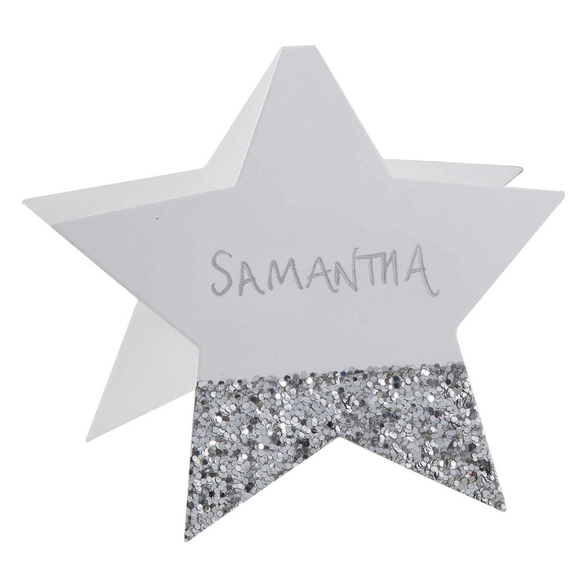 Silver Glitter Star Christmas Place Cards - Image 2