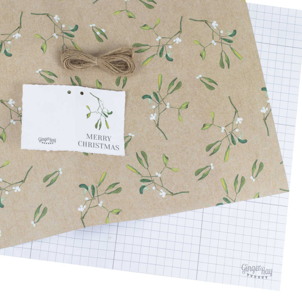 Christmas Wrapping Paper With Twine and Tag - Image 2