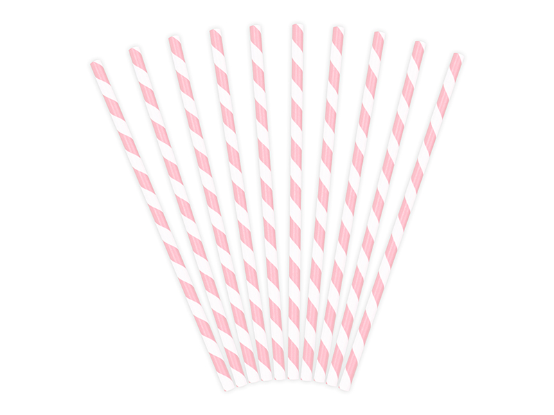 Paper Straws, light & white pink, 19.5cm - Image 3