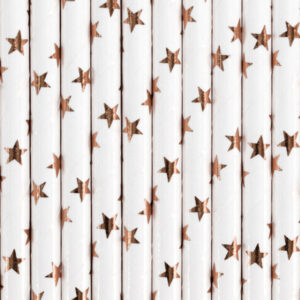 Light Rose Gold Stars Paper Straws