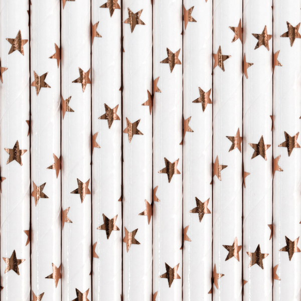 Light Rose Gold Stars Paper Straws - Image 2
