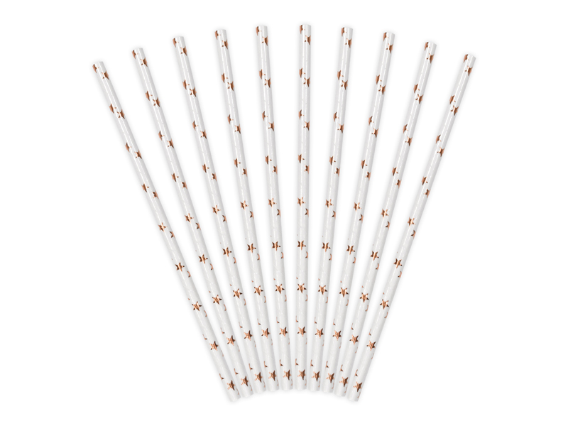 Light Rose Gold Stars Paper Straws - Image 3