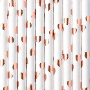Light Rose Gold Heart Paper Straws