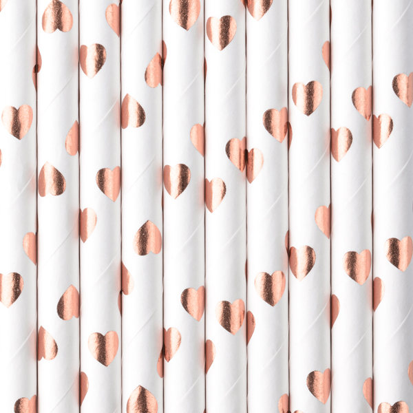 Light Rose Gold Heart Paper Straws - Image 2