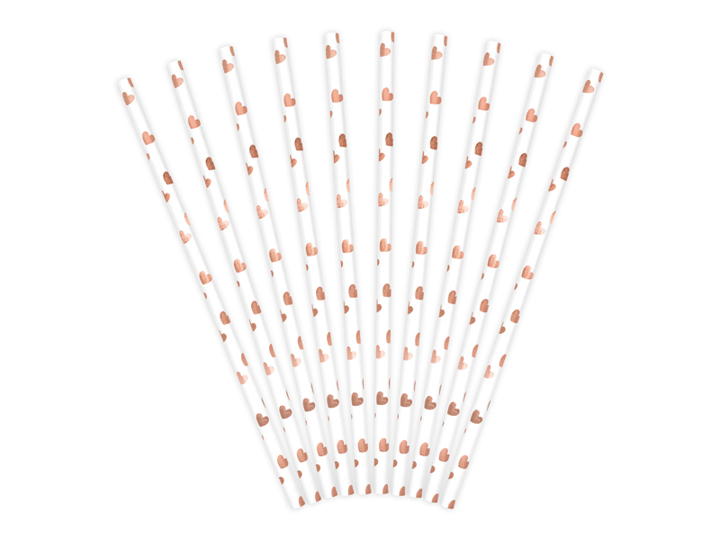 Light Rose Gold Heart Paper Straws - Image 3