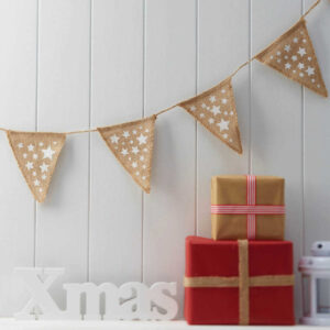 Festive Star Christmas Hessian Bunting – Vintage Noel