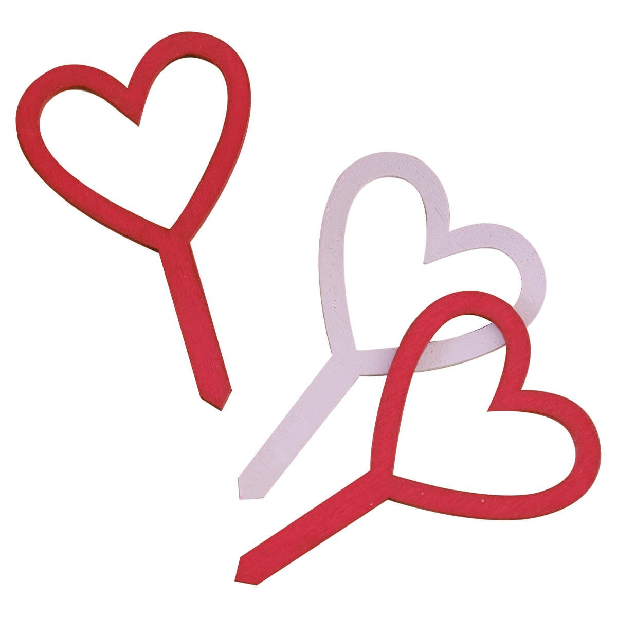 Wooden Red and Pink Heart Cupcake Toppers - Image 2