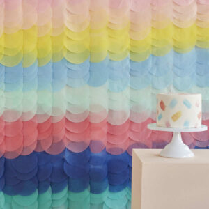 Rainbow Tissue Paper Disc Party Backdrop