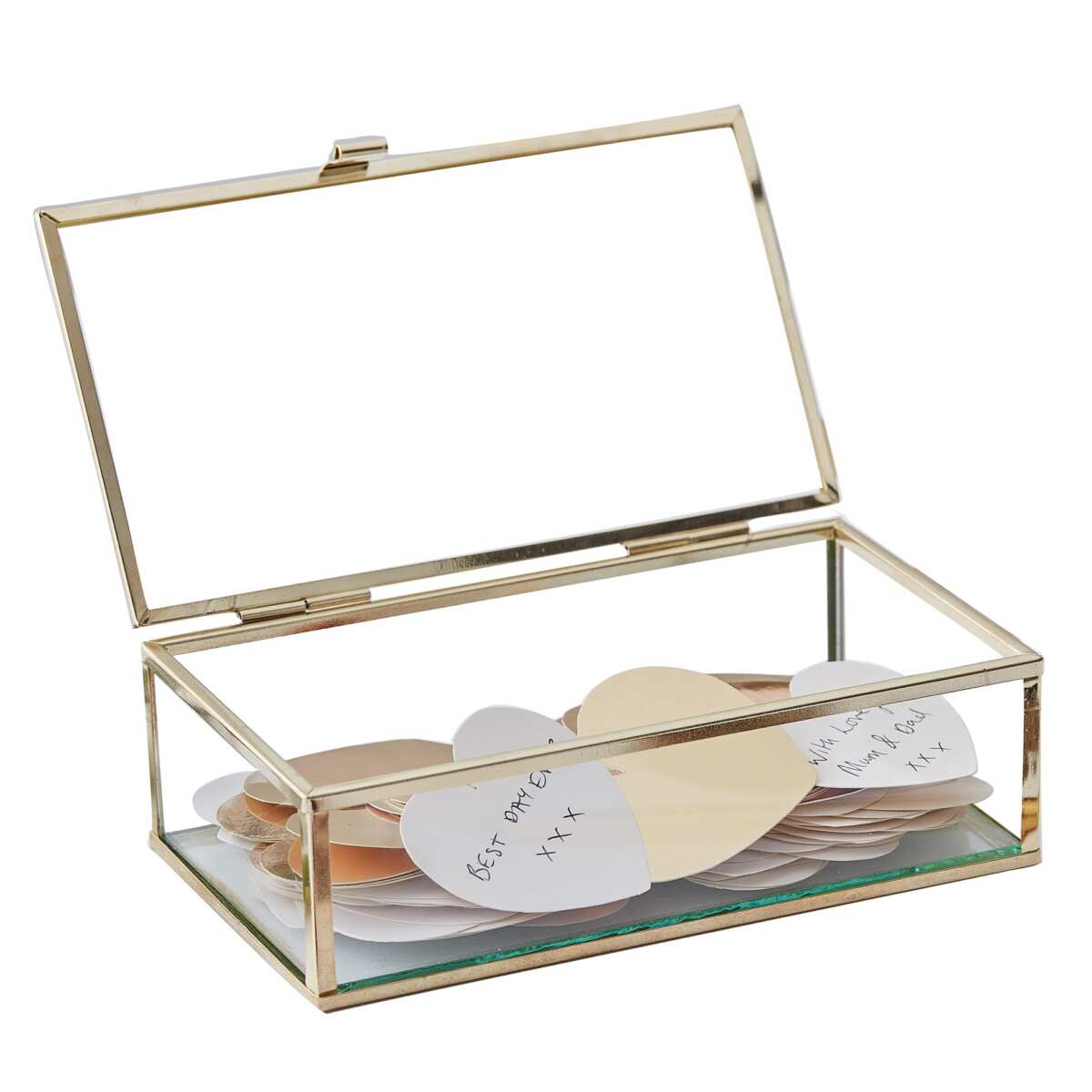 Gold Glass Trinket Wedding Guest Book Box - Image 2