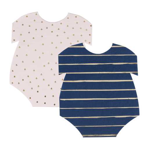 Gold Foiled Pink And Navy Baby Grow Gender Reveal Party Napkins - Image 2
