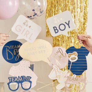 Gold Foiled Gender Reveal Party Photo Booth Props