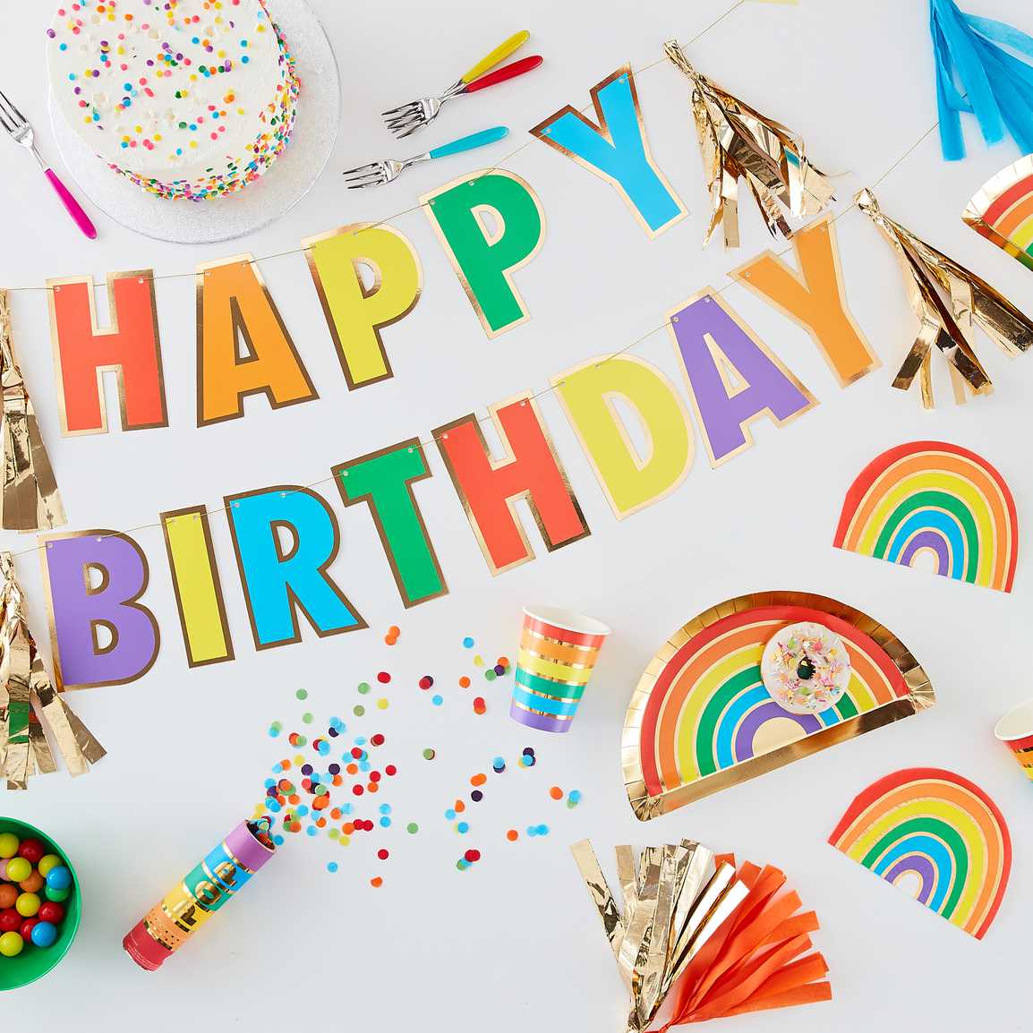Gold Foil Rainbow Party Paper Cups - Image 3