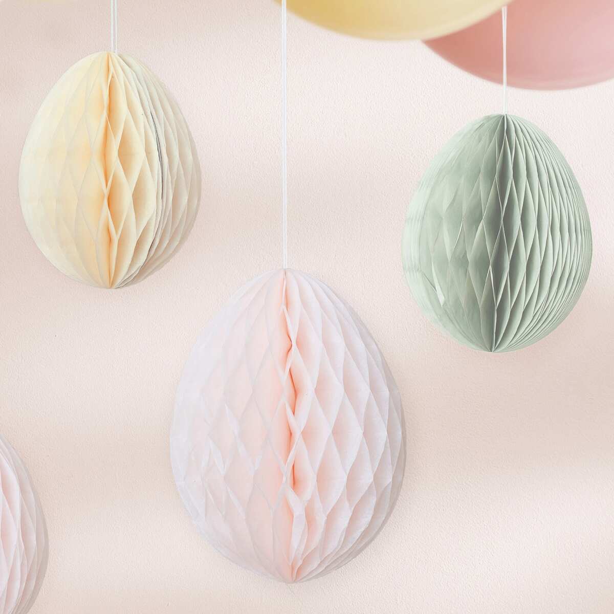 Pastel Honeycomb Hanging Easter Egg Decorations - Image 2
