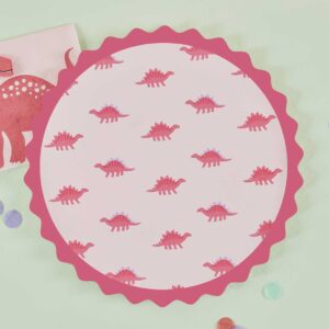 Pink Dinosaur Print Paper Plates