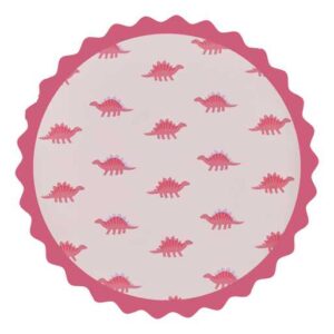 Pink Dinosaur Print Paper Plates