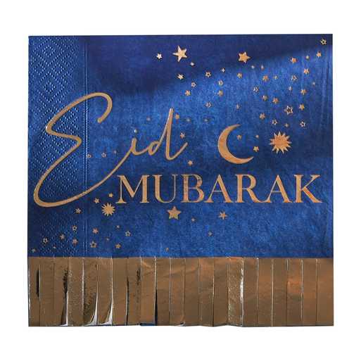 Navy & Gold Eid Mubarak Fringe Napkin - Image 2